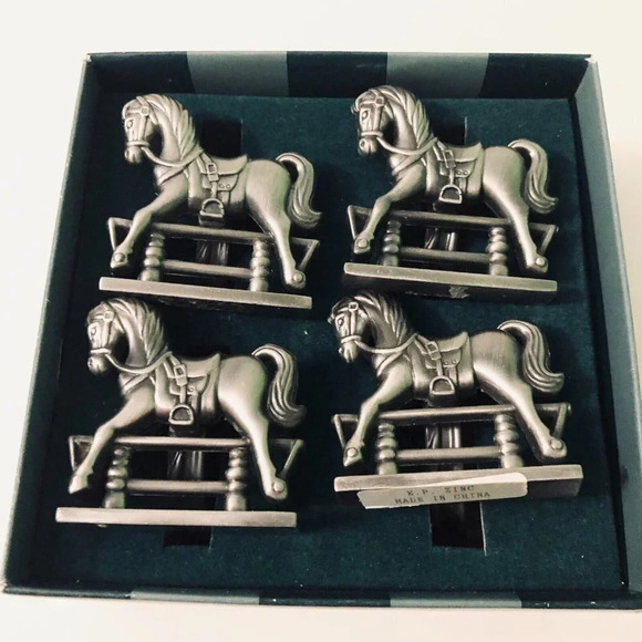 Bombay Company Antique Toy Horse Napkin Rings Box Set of 4 - Picture 4 of 16